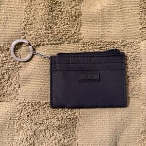 VS PINK Zip Card Holder Keychain in Black